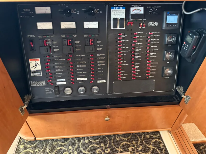 Slide: The Image of Electrical control panel in a 2003 Meridian 490 Pilothouse boat. - 34