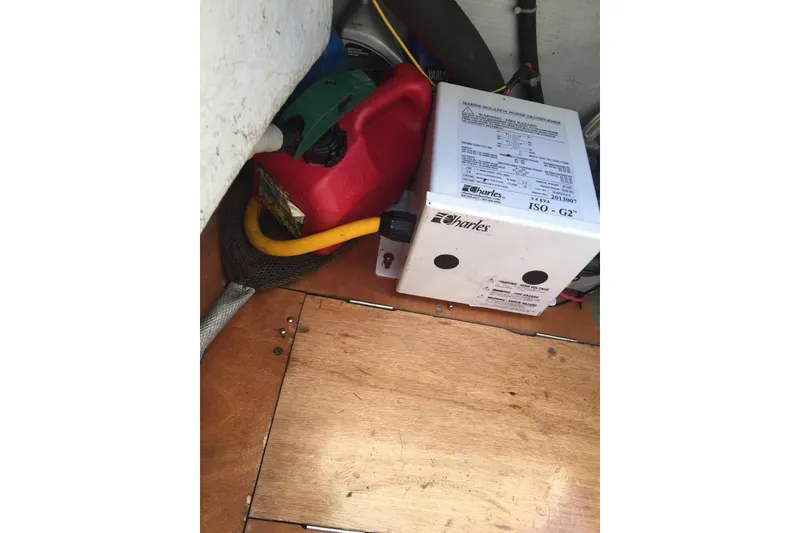 Slide: The Image of Electrical equipment and fuel container in 2008 Lagoon 440 boat interior. - 35