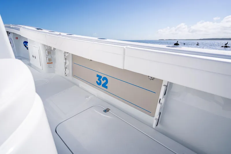 Slide: The Image of 2026 Yellowfin 32 Offshore boat interior with ocean view. - 44