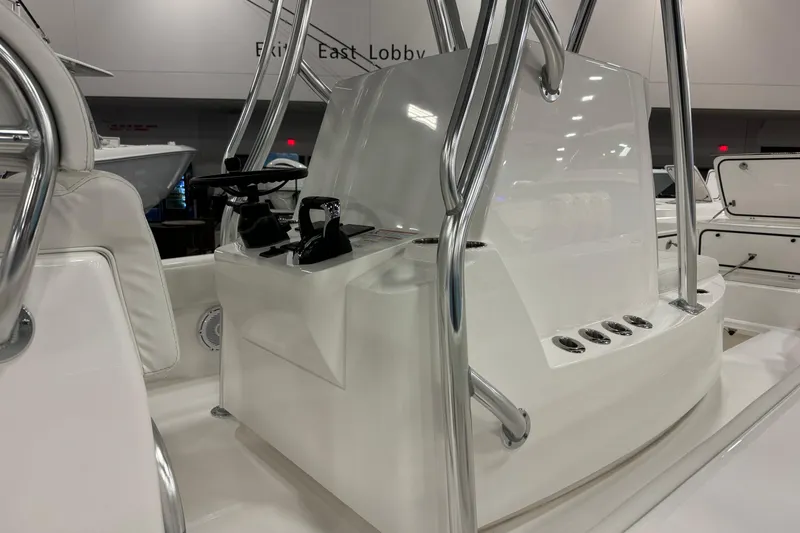 Slide: The Image of 2026 Contender 29 Bay boat interior with sleek console and chrome accents. - 19