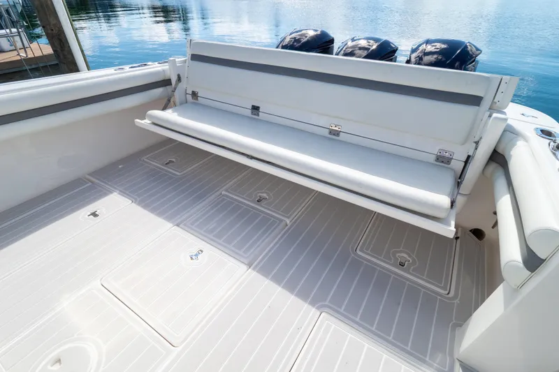 Slide: The Image of 2015 Intrepid 400 Center Console boat with spacious deck and seating. - 3
