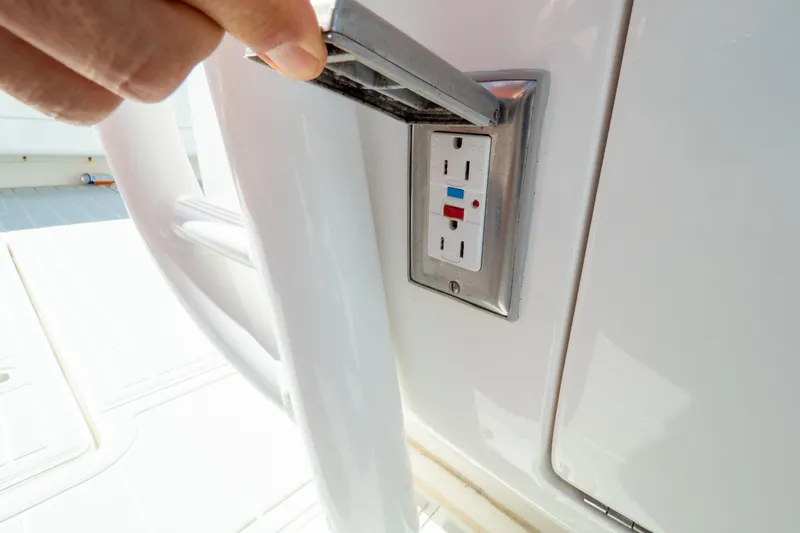 Slide: The Image of 2015 Intrepid 400 Center Console with GFCI outlet on deck. - 59