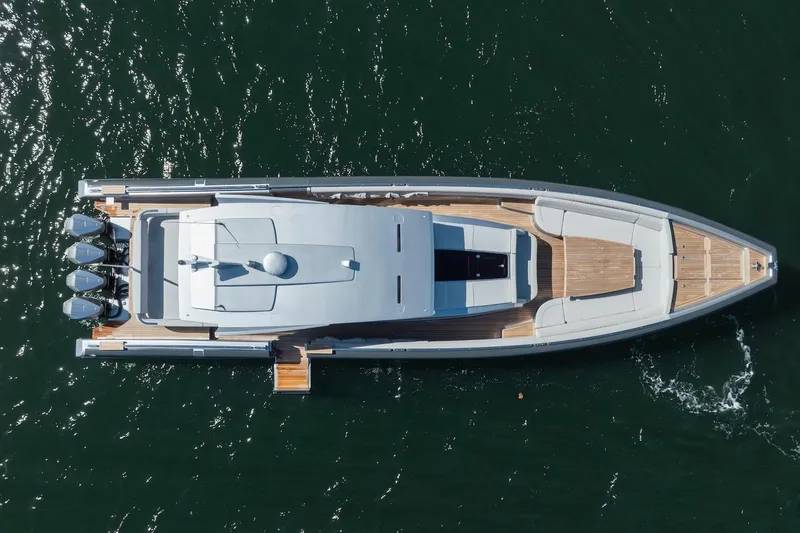 Slide: The Image of Aerial view of 2022 Novamarine BS 160 Outboard yacht on water. - 22