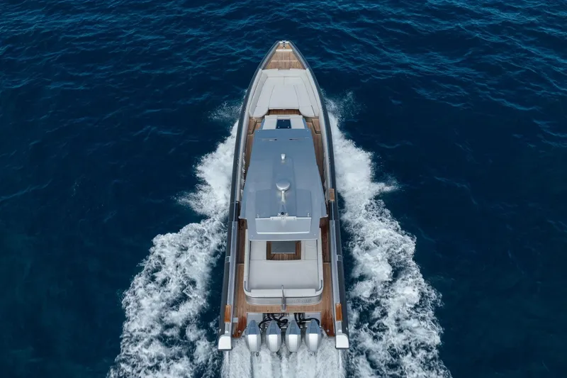 Slide: The Image of Novamarine BS 160 Outboard 2022 cruising on open sea, aerial view. - 7