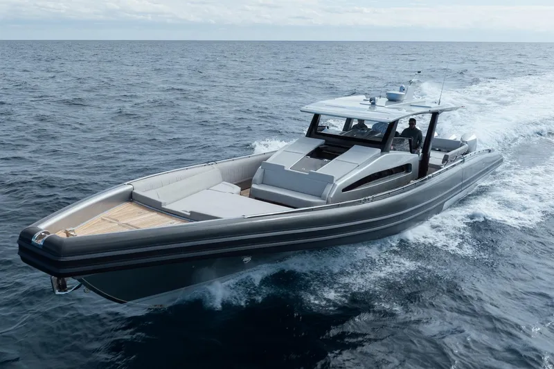 Slide: The Image of 2022 Novamarine BS 160 Outboard cruising on open sea, showcasing sleek design and performance. - 8