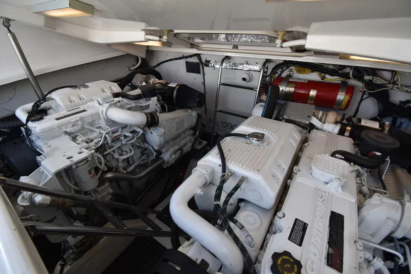 Slide: The Image of Engine room of 2006 Tiara Yachts 3600 Open, showcasing dual engines and equipment. - 29