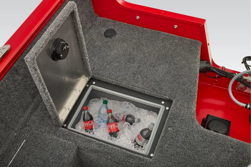 Slide: The Image of Manufacturer Provided Image: 2026 Tracker Pro Guide V-16 SC boat with built-in cooler holding drinks on ice. - 51