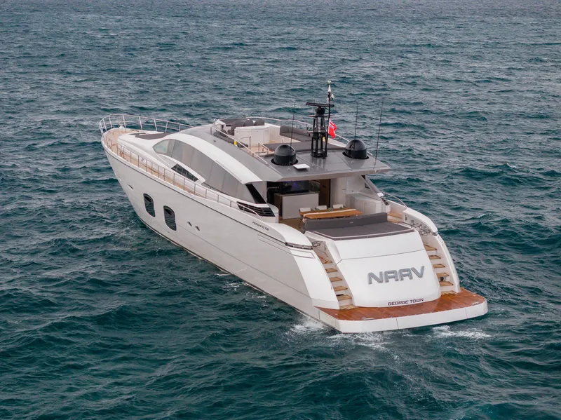 Slide: The Image of Luxury 2018 Pershing 108 yacht cruising on open sea. - 5