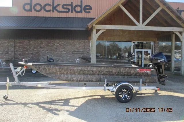 The Image of 2026 Reaper Boats 753-1879 model on trailer outside Dockside store. - 0