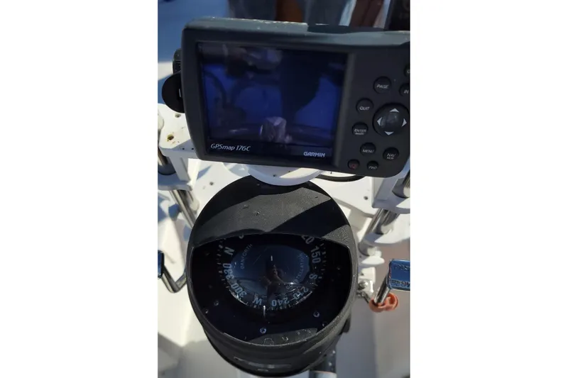 Slide: The Image of Garmin GPSmap 176C and compass on 1993 Catalina 28 sailboat. - 7
