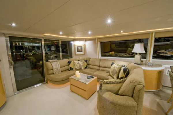 Slide: The Image of Lazzara Yachts *Flybridge MY with Euro Transom* 1999 - 1