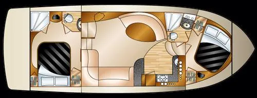 Slide: The Image of 2003 Silverton 39 Motor Yacht helm with steering wheel and control panel. - 8