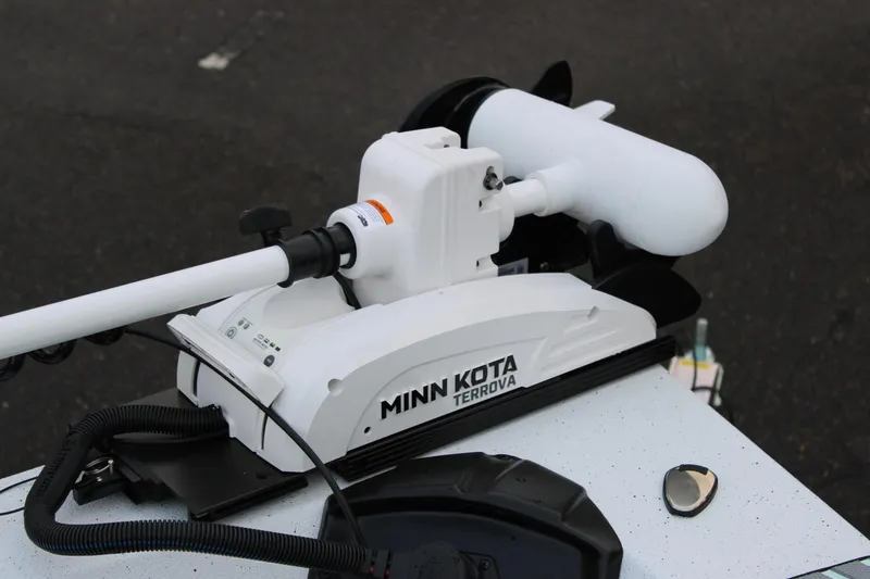 Slide: The Image of Minn Kota Terrova motor on 2026 Xpress H22B Bay boat deck. - 8