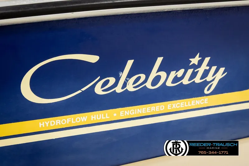 Slide: The Image of 1988 Celebrity 180 V boat with Hydroflow hull and engineered excellence branding. - 40