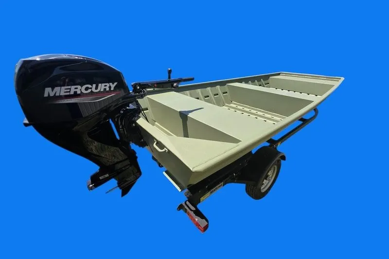Slide: The Image of 2025 Weldcraft 1652-RL boat with Mercury outboard motor on trailer, blue background. - 3