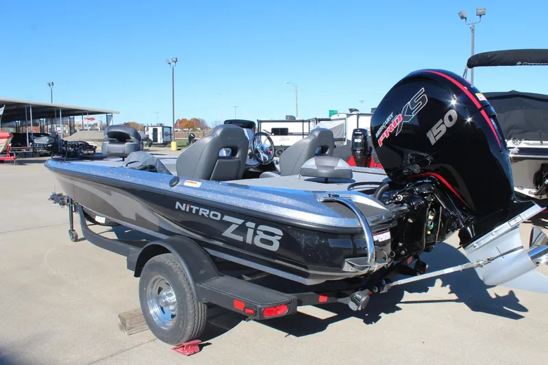 Slide: The Image of 2026 Nitro Z18 Pro boat with Mercury 150 engine on trailer. - 5