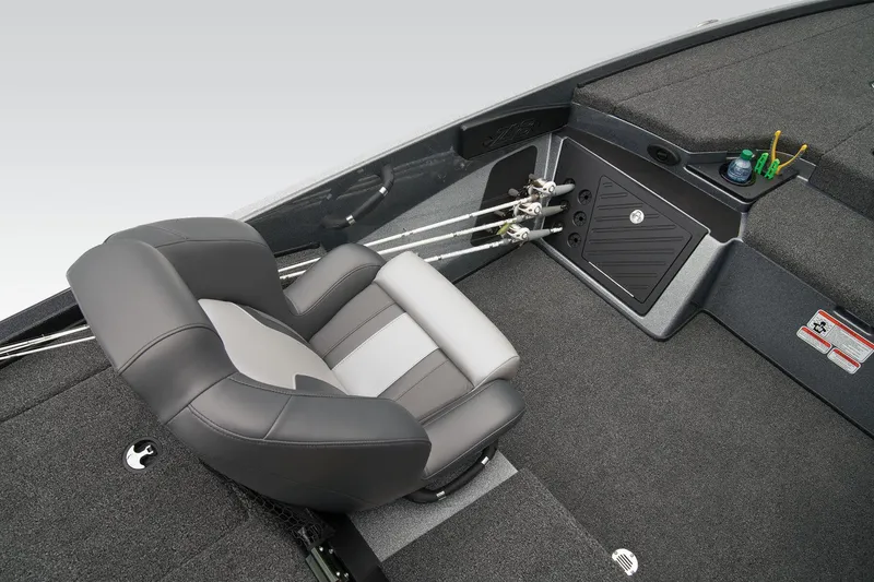 Slide: The Image of Manufacturer Provided Image: Fishing boat interior with a cushioned seat and rod storage, Nitro Z18 Pro 2026 model. - 52