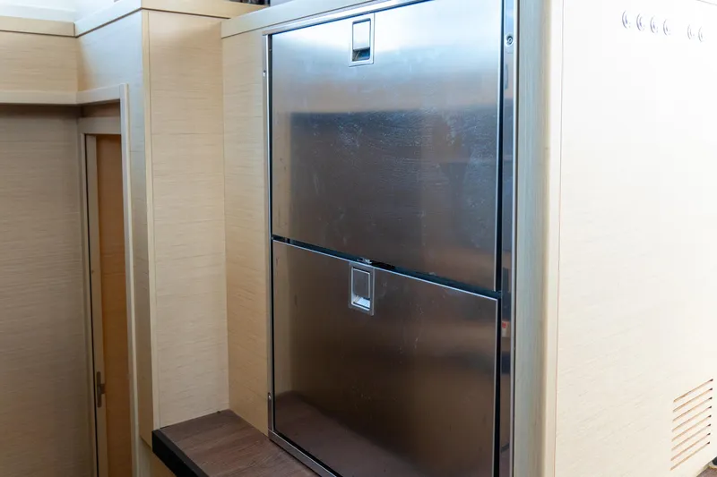 Slide: The Image of Stainless steel refrigerator in 2023 Lagoon 46 yacht interior. - 41