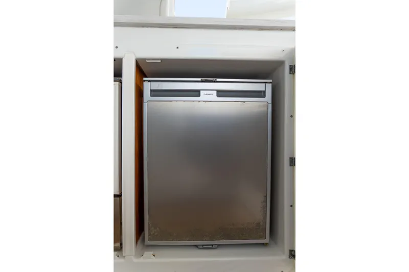 Slide: The Image of Stainless steel refrigerator in 2023 Lagoon 46 yacht interior. - 44