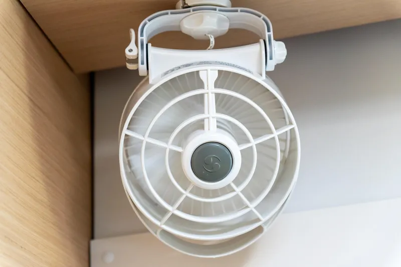 Slide: The Image of Ceiling fan inside 2023 Lagoon 46 yacht, featuring a compact, modern design. - 63