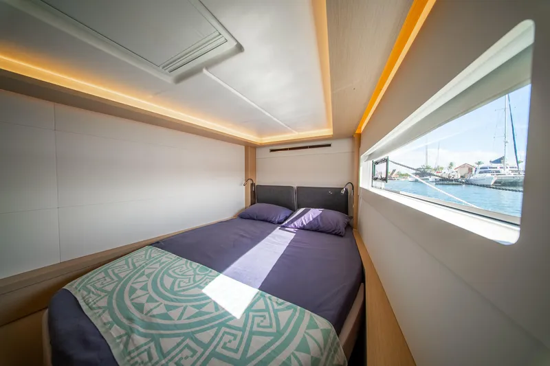 Slide: The Image of Luxurious cabin interior of 2023 Lagoon 46 yacht with modern design and waterfront view. - 68
