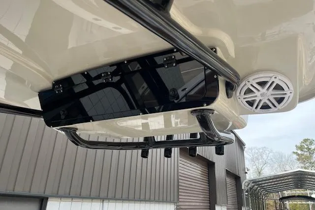 Slide: The Image of 2026 Key West 239 FSR boat underside with speaker and black panel. - 20