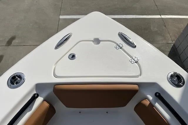 Slide: The Image of 2026 Key West 239 FSR boat bow with seating and storage compartment. - 30