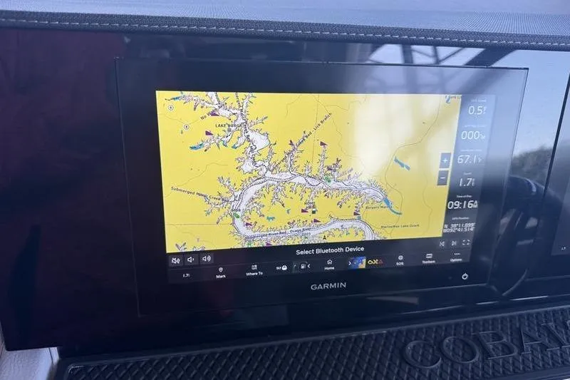 Slide: The Image of Garmin navigation display in 2024 Cobalt R35, showing a detailed map interface. - 23