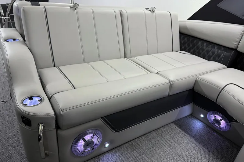 Slide: The Image of Luxurious seating in 2026 Barletta Lusso 25UA boat with LED cup holders and speakers. - 18