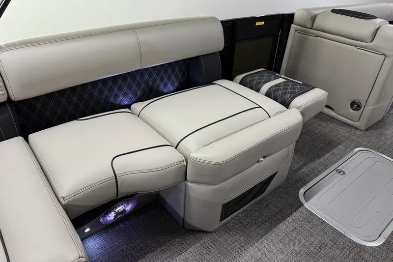 Slide: The Image of 2026 Barletta Lusso 25UA interior with luxurious seating and ambient lighting. - 20