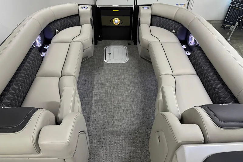 Slide: The Image of Luxurious interior of 2026 Barletta Lusso 25UA pontoon boat with plush seating. - 44