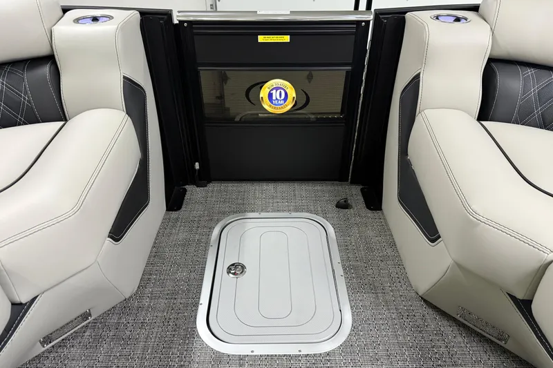 Slide: The Image of 2026 Barletta Lusso 25UA interior with luxurious seating and floor hatch. - 47