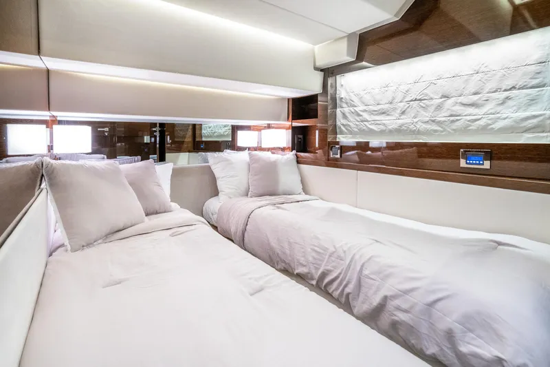 Slide: The Image of Luxurious twin cabin interior of 2018 Prestige 630 yacht with modern design. - 50