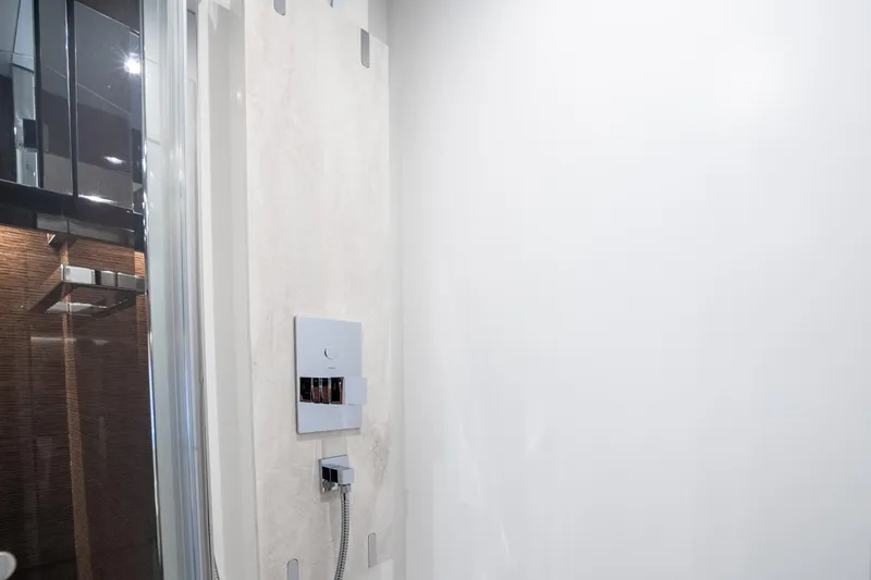 Slide: The Image of Modern bathroom shower controls in a 2018 Prestige 630 yacht. - 56