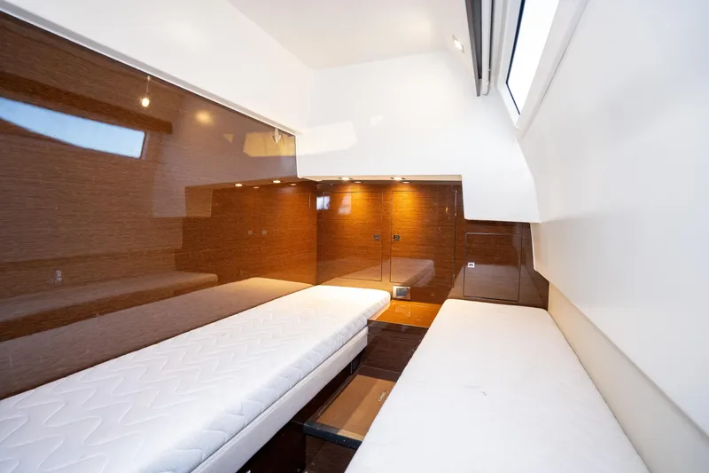 Slide: The Image of Luxurious interior cabin of 2018 Prestige 630 yacht with sleek design and modern finishes. - 77