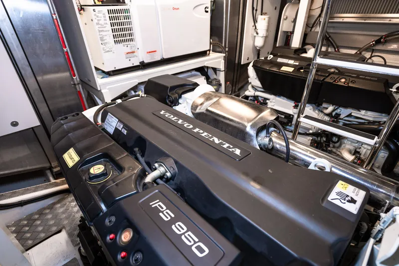 Slide: The Image of Engine room of 2018 Prestige 630 yacht featuring Volvo Penta IPS 950 engine. - 81