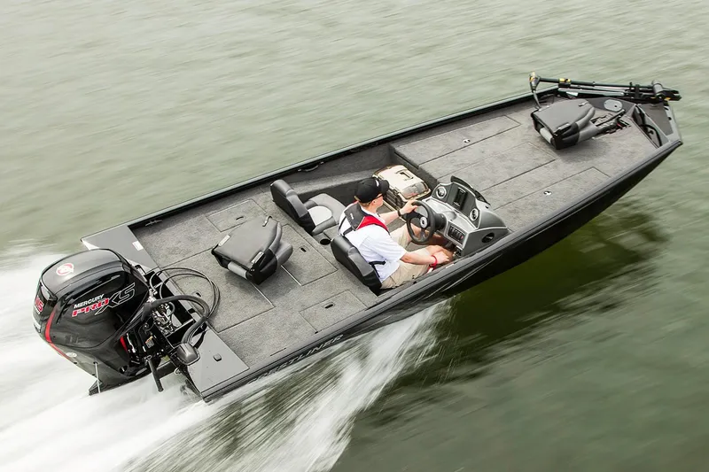 Slide: The Image of Manufacturer Provided Image: 2019 Crestliner VT 18 boat speeding on water with driver. - 20