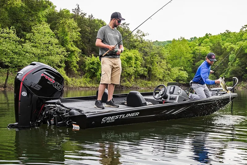 Slide: The Image of Manufacturer Provided Image: 2019 Crestliner VT 18 fishing boat on a lake with two anglers. - 22