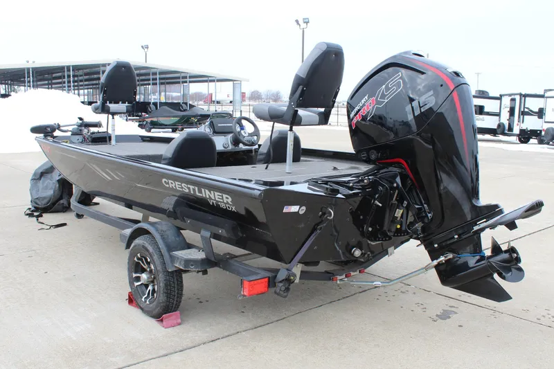 Slide: The Image of 2019 Crestliner VT 18 boat with Mercury Pro XS engine on trailer. - 5
