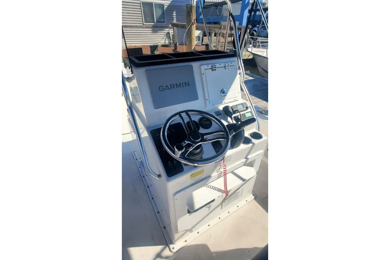 Slide: The Image of 2022 KenCraft BayRider 2460 boat console with Garmin navigation system. - 4