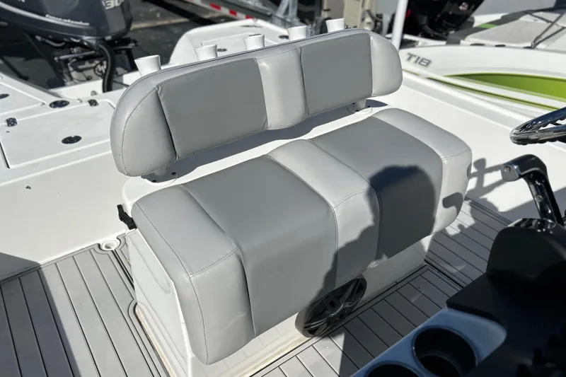 Slide: The Image of 2011 Cape Horn 23 Cape Bay boat with gray cushioned seating and cup holders. - 8