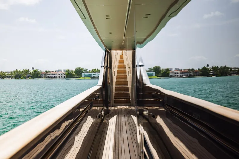 Slide: The Image of Luxurious 2022 Sanlorenzo SD96 yacht deck with ocean view and elegant design. - 34