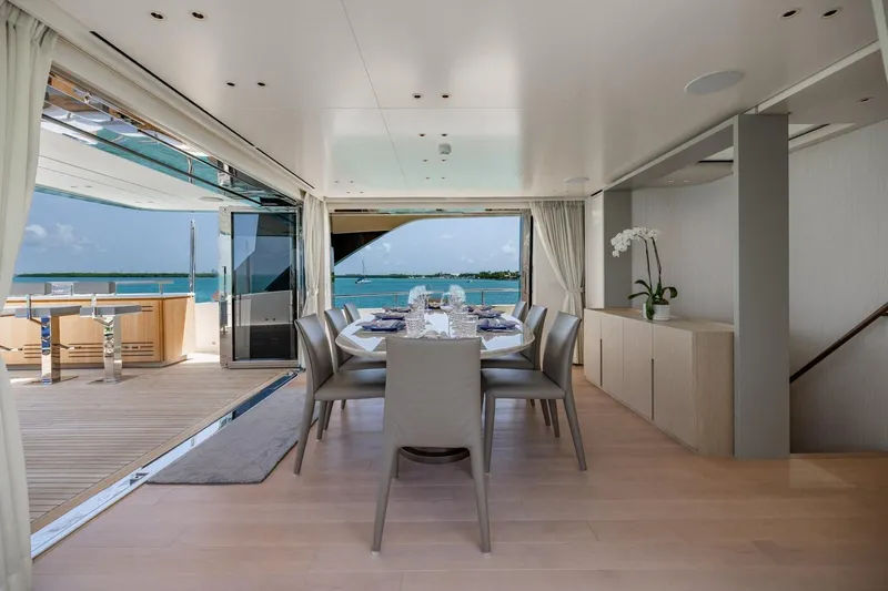 Slide: The Image of Luxurious dining area on 2022 Sanlorenzo SD96 yacht with ocean view. - 36