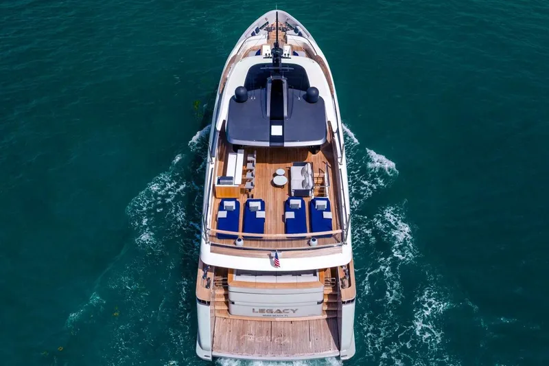 Slide: The Image of Sanlorenzo SD96 2022 yacht cruising on open water, aerial view. - 4