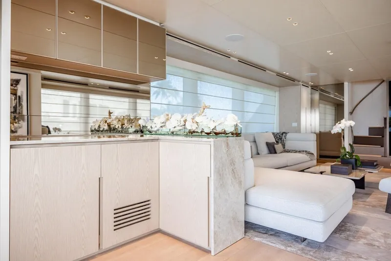 Slide: The Image of Luxurious interior of 2022 Sanlorenzo SD96 yacht with modern decor and elegant furnishings. - 9