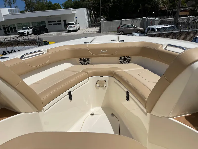 Slide: The Image of Interior of 2026 Scout 305 LXF with beige seating. - 6