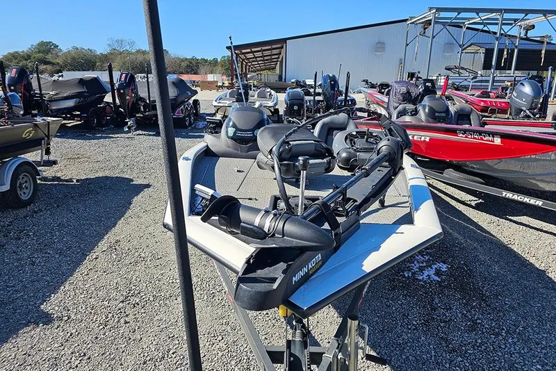 Slide: The Image of 2021 Tracker Pro Team 175 TXW boat in a parking lot. - 4
