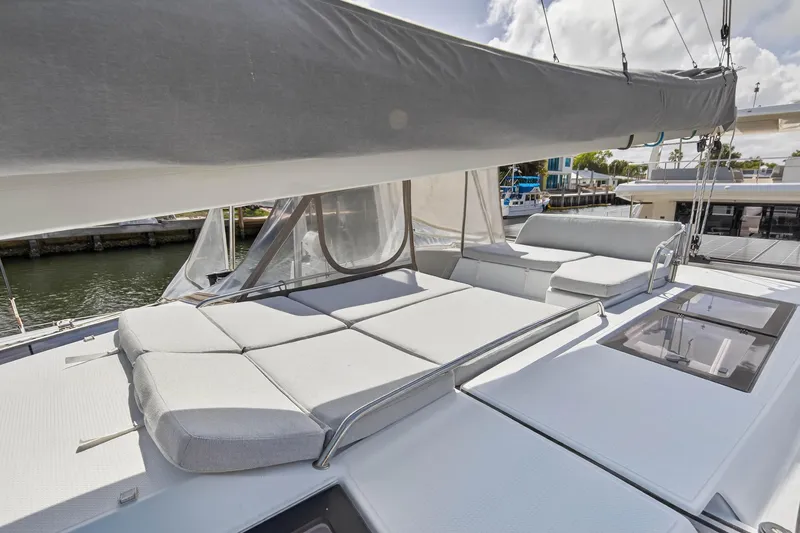 Slide: The Image of Luxurious deck of 2014 Fountaine Pajot Helia 44 catamaran with comfortable seating. - 27