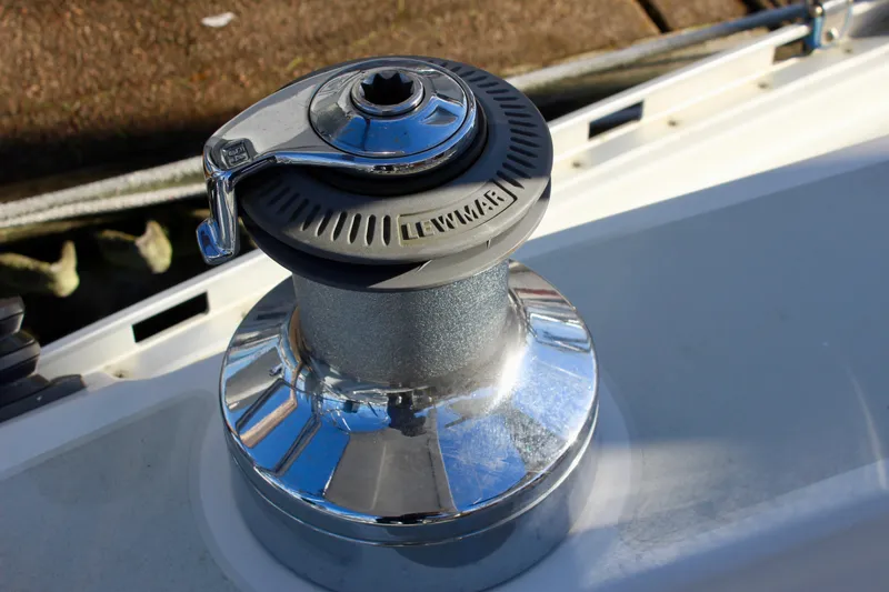 Slide: The Image of Close-up of a Lewmar winch on a 1997 Valiant 39 sailboat deck. - 27