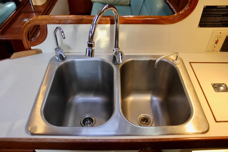 Slide: The Image of Double stainless steel sink in 1997 Valiant 39 yacht kitchen. - 47